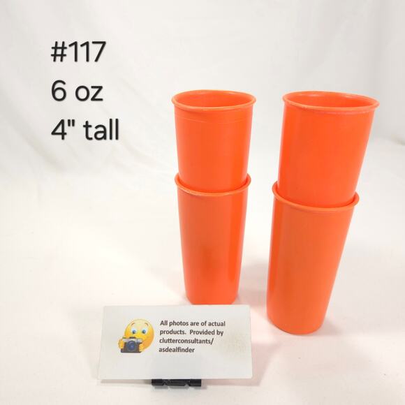 Vintage Tupperware Bundle #262 32 oz Beverage Container #117 Tumblers Orange - Picture 5 of 8